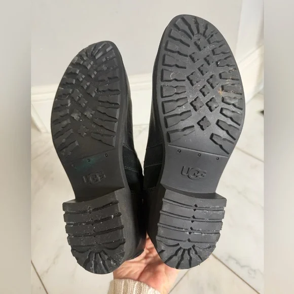 UGG Australia Wilde Combat Moto Black Leather MidTop Buckle Zip Boot Women’s 9.5 - Picture 8 of 10